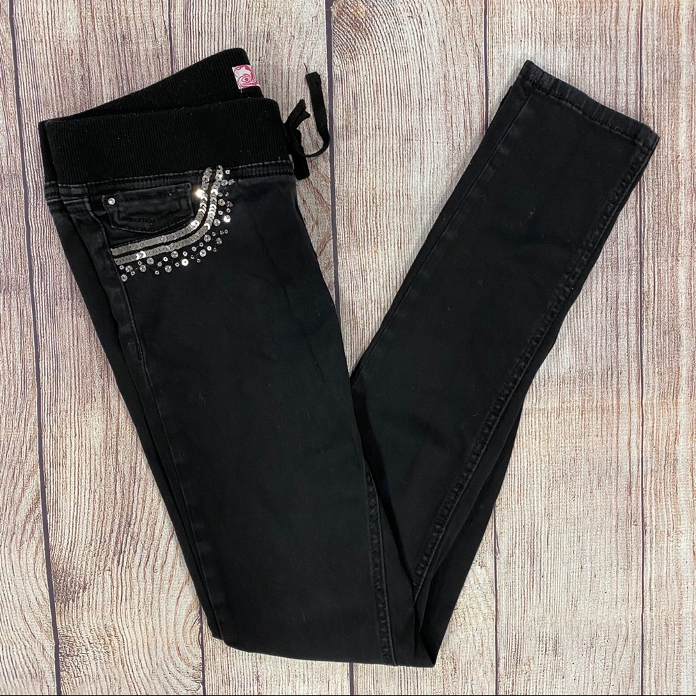 Lee Black Sequin-Pocket Pull-On Skinny Pants